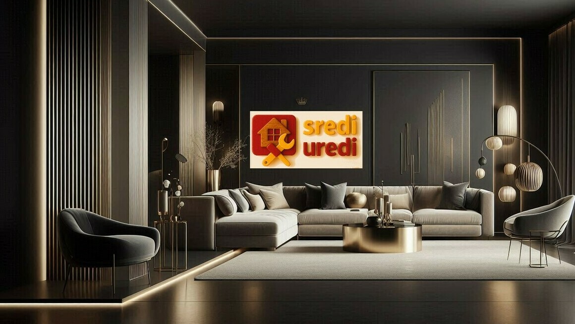 Enterijer – Ideje za sofisticirano i moderno uređenje prostora Elegantna dnevna soba u tamnim tonovima sa toplim svetlosnim akcentima