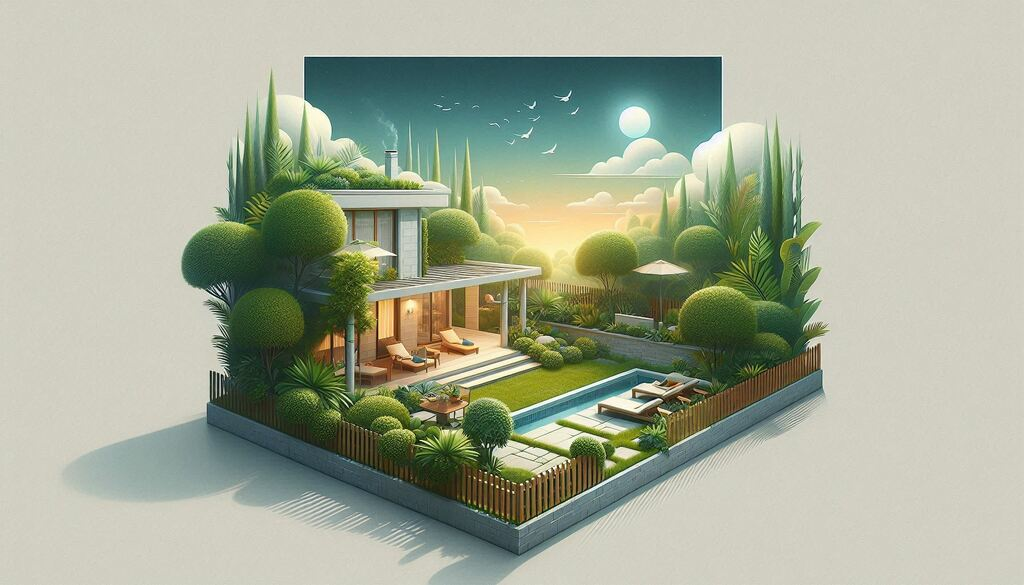 Mirno dvorište sa zelenom ogradom