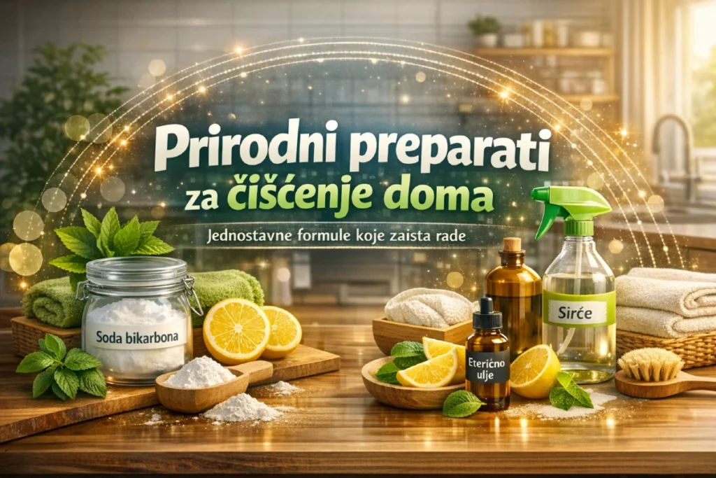 Prirodni preparati za čišćenje doma — soda bikarbona, sirće, limun i eterična ulja