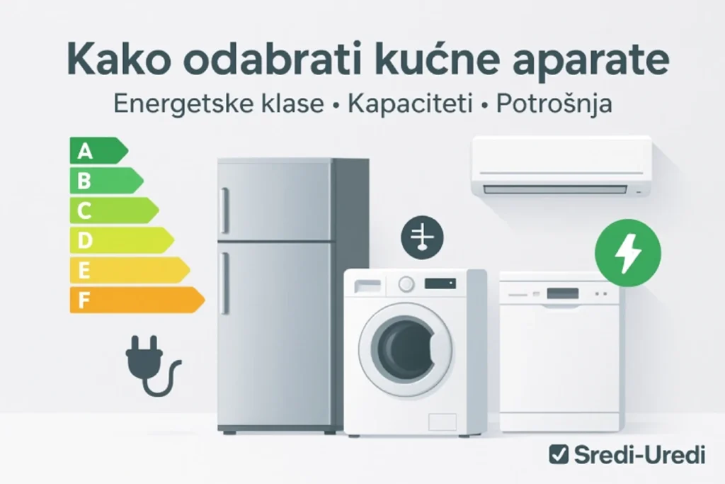 Kućni aparati sa energetskim klasama – frižider, veš mašina, mašina za sudove i klima uređaj