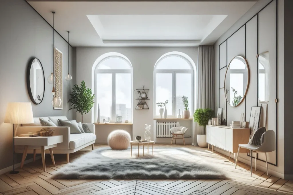 Svetao enterijer stana sa jedinstvenom paletom boja u neutralnim tonovima, koji stvara vizuelni kontinuitet i osećaj prostranosti.