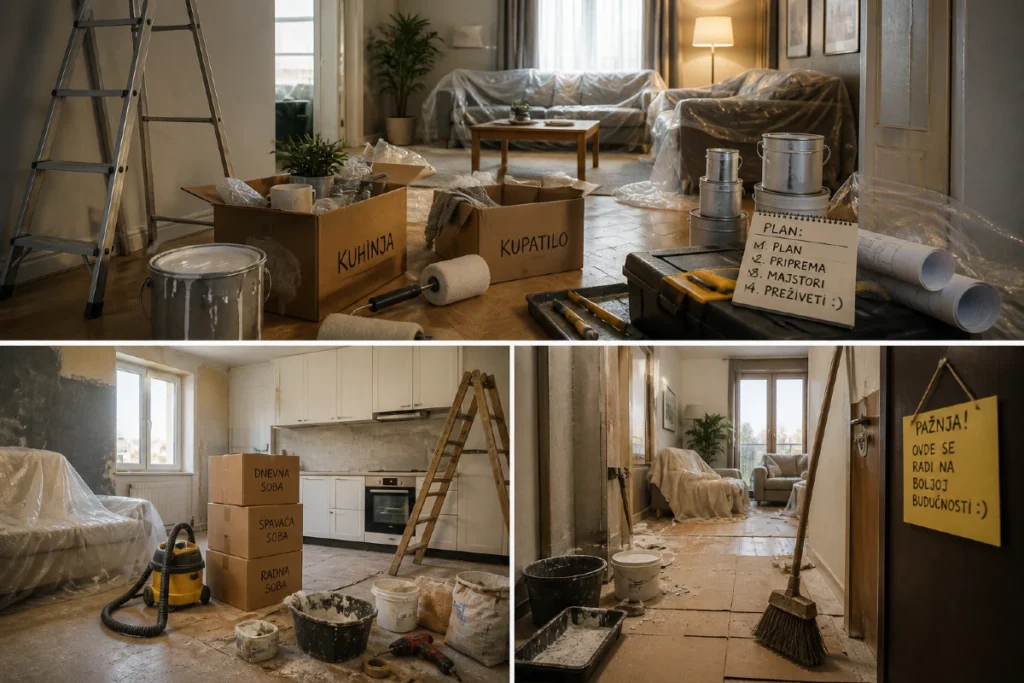 10 zapovesti pripreme stana za renoviranje — radovi u toku 1 10 zapovesti pripreme stana za renoviranje bez stresa – priprema prostora, pakovanje stvari i radovi u toku