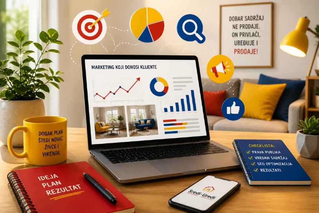 Marketing 3 Digitalni marketing koji donosi klijente prikaz analitike na laptopu u modernom enterijeru.