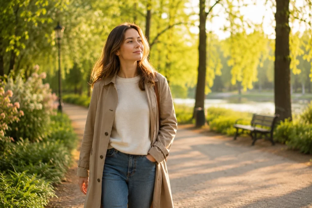 4 surove mindset blokade zbog kojih tvoj mozak radi prekovremeno 6 Mindset blokade i mentalni reset – žena šeta kroz park bez telefona i uživa u trenutku