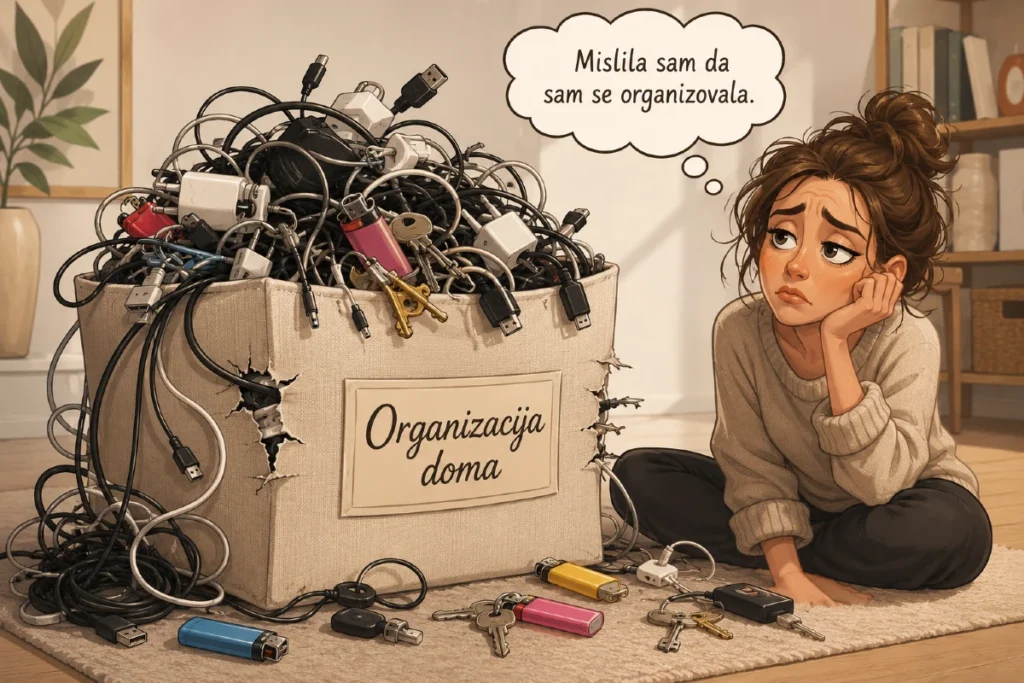 Organizacija malog stana bez muke - 5 uljeza koji tajno kradu prostor 4 Organizacija malog stana i pretrpana kutija puna starih kablova, ključeva i nepotrebnih sitnica