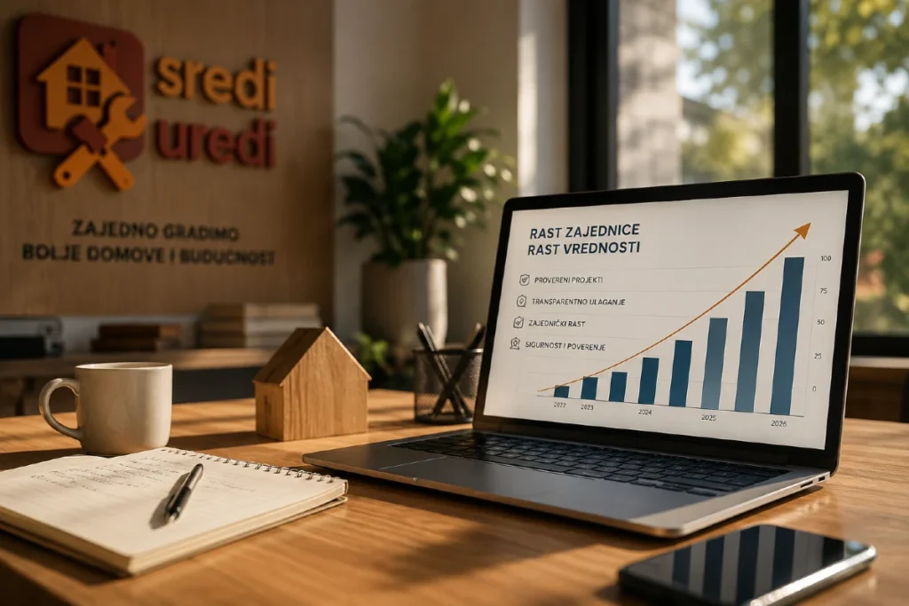 Invest - Zašto Grafikon rasta zajednice i vrednosti investicija u Sredi-Uredi Invest Program prikazuje transparentan model ulaganja, zajednički rast i dugoročnu vrednost.
