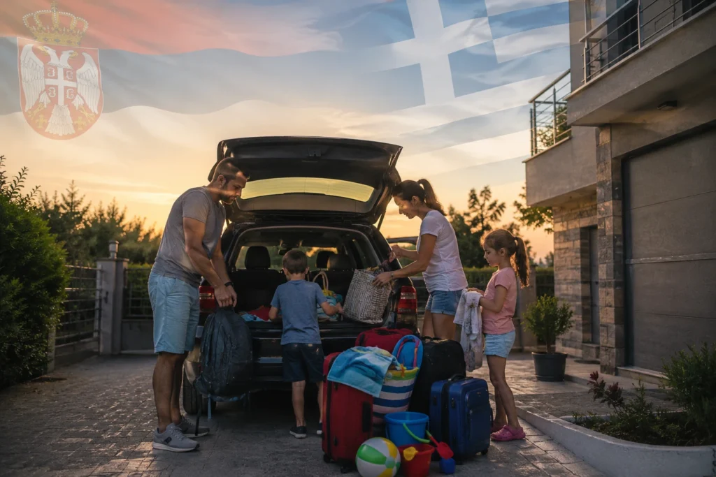Godišnji odmor: 365 dana u jednom koferu Porodica se vratila sa letovanja u Grčkoj i iznosi kofere i stvari iz automobila