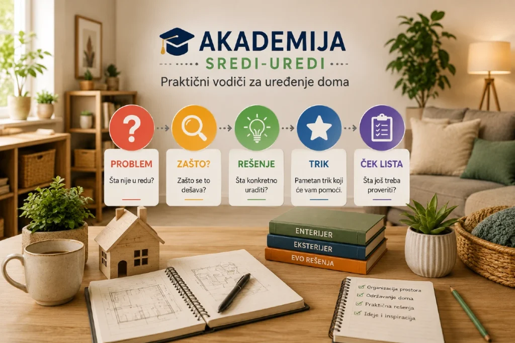 Akademija Prikaz Sredi-Uredi Akademije kroz praktične vodiče Problem, Zašto, Rešenje, Trik i Ček listu