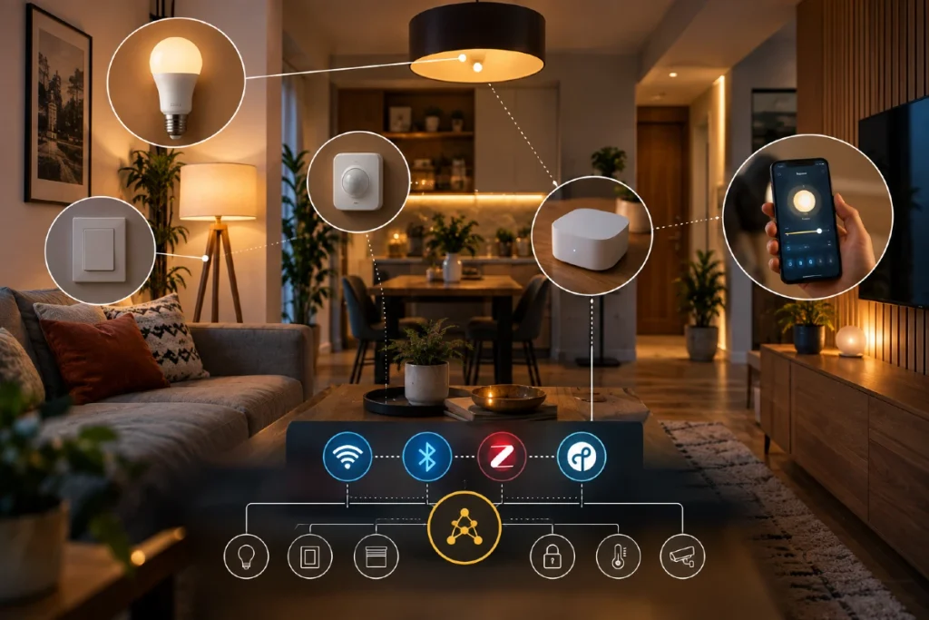 Smart rasveta - 9 pametnih načina da osvetljenje konačno radi za vas Smart rasveta sa Wi-Fi, Zigbee, Thread i Matter tehnologijama